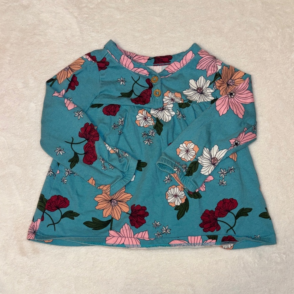 (3 for $10) carters Floral Long-Sleeve Top - Teal Floral